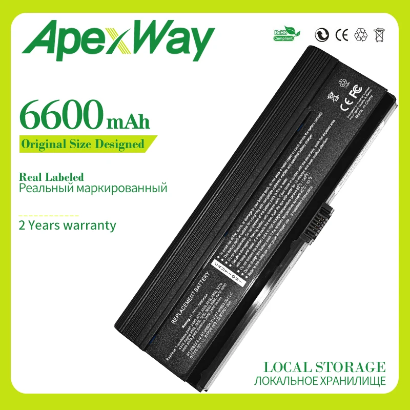 Apexway 9 ячеек 6600 мАч 11 1 В Аккумулятор для ноутбука Acer Aspire 3000 3030 3050 5000 5500 BATEFL50L9C72