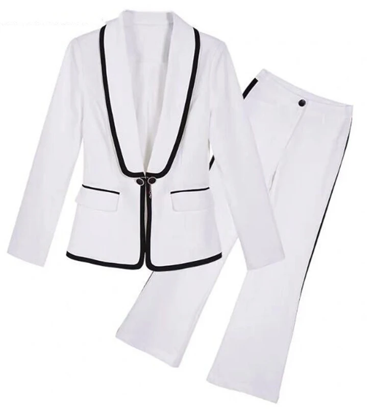 White Jacket+Pants Women Business Pantsuits Women Suits Formal Ladies Pant Suits Office Uniform Style Female Trouser PantSuit