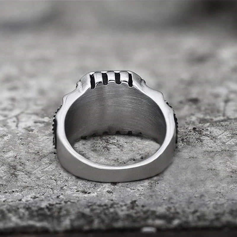 

Trendy Fashion Popular Retro Gothic Skull Ring Men's Punk Style Hip Hop Rock Locomotive Party Jewelry