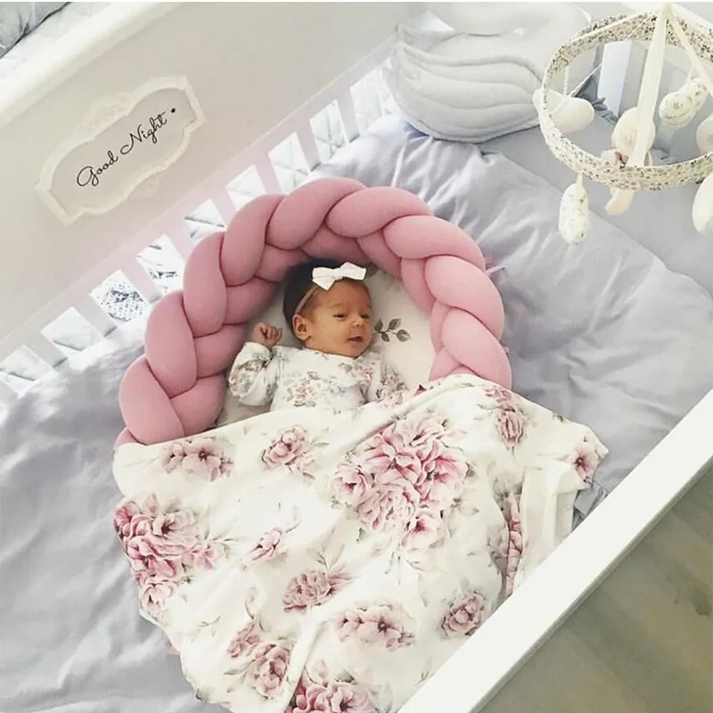 90*50*15cm Baby Braid Knot Nest Bed Portable Crib Travel Bed Infant Toddler Cotton Cradle For Newborn Bassinet Bumper Room Decor