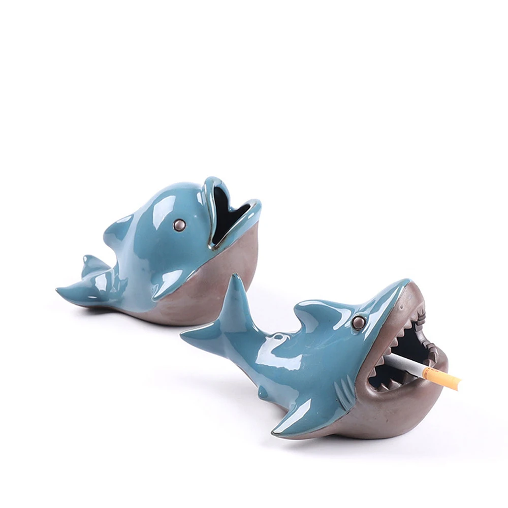 Керамический пепельница животных креативный акула дельфин ветрозащитный момент домашнего украшения фигурки ремесла фотографии Prop.