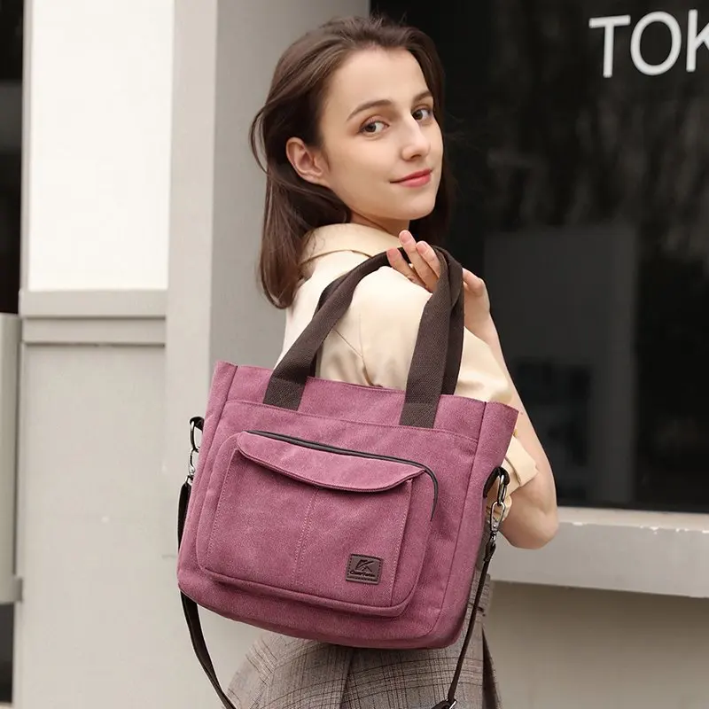 

2021 Canvas Tote Shoulder Shopper Bags for Women Shoulder Retro Canvas Women Bags Reusable Shopping Bag Large Ladies Handbags