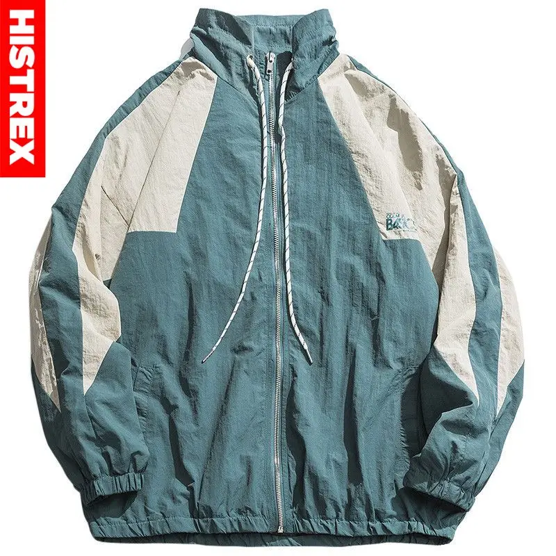 Ветровка мужская в стиле хип хоп уличная одежда составного кроя ретро куртка на