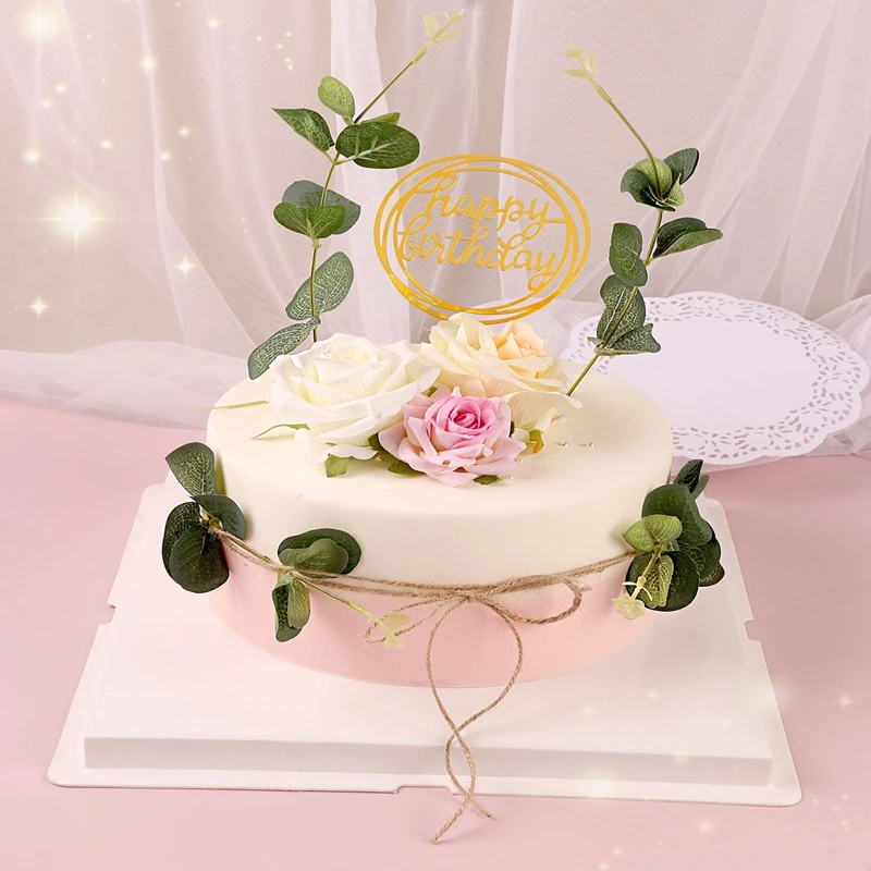 5 шт. Пластиковые украшения для торта с днем ​​рождения помолвка свадебный