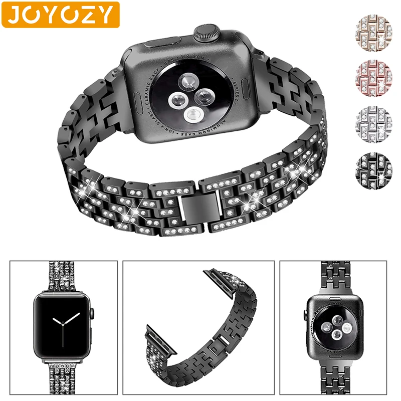 Ремешок Joyozy из нержавеющей стали для Apple ремешок часов 1 2 3 4 5 стразы бриллиантовый