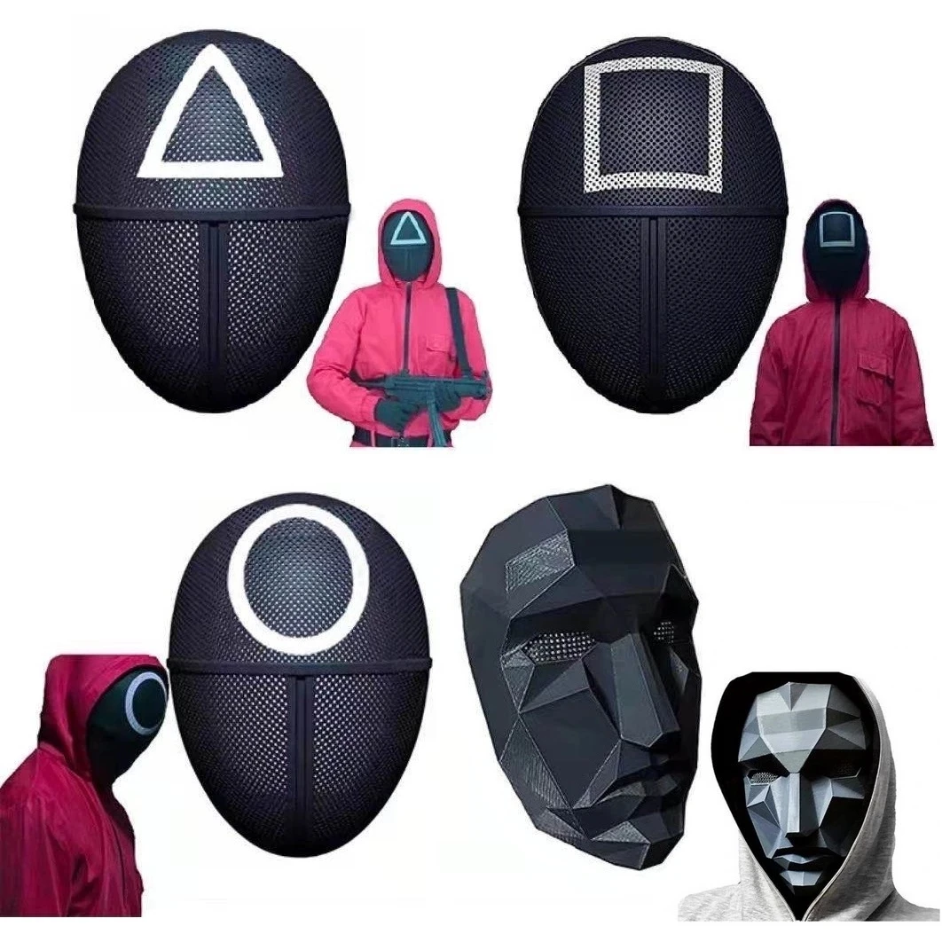 

Маска-кальмар для игры, косплея, квадратные, круглые, треугольные маски на Хэллоуин, Полнолицевые унисекс взрослые костюмы, реквизит для веч...