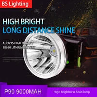 p90 battery rechargeable headlamp flashlight torch powerful outdoor hunting headlight ultra bright cycling lamp fishing lantern