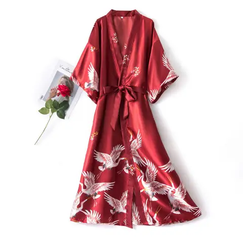 Халат-кимоно Женский Летний, из искусственного шёлка, размер M-XXL