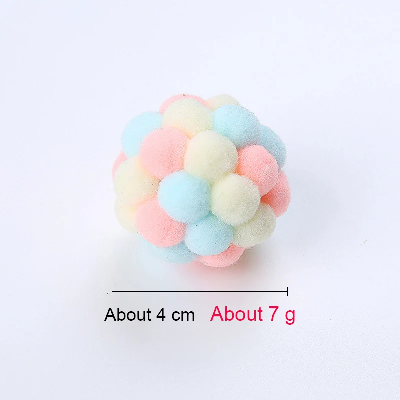 

7PCS Cat Toys Hand Bell Balls Funny Soft Kitten Cat Toys Plush Ball Pet Dog Toys Balls Interactive Assorted Colored Bell Balls