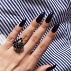 Черные овальные короткие накладные ногти, 24 шт., с клеем, натуральный Стилет, полное покрытие, искусственная кожа, красота, инструмент для маникюра