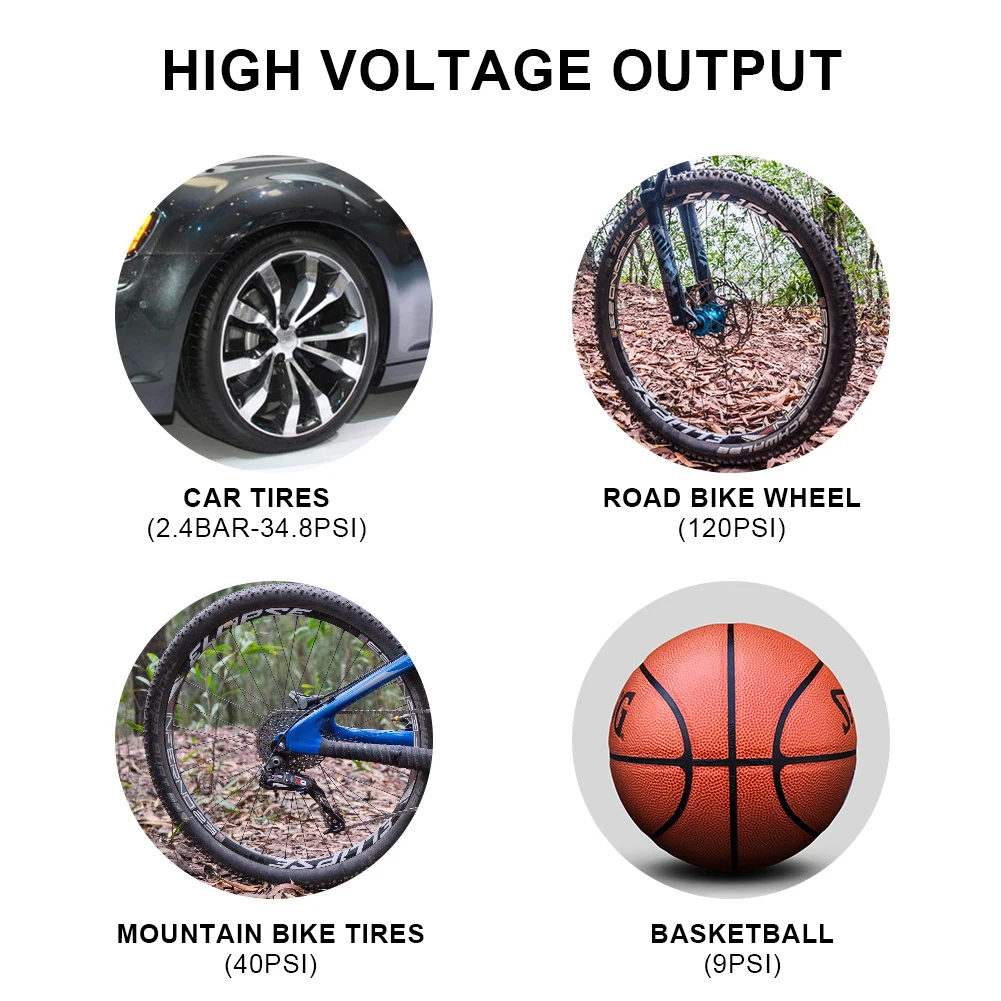 

Electric Bike Pump Car Tire Inflator High Pressure Pump Portable 120PSI 2000mAH Bicycle Pump With Battery Bicycle Accessories