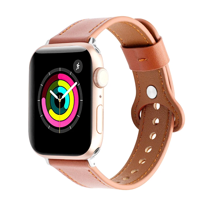 Fashion Hasp Leather Bracelet For Apple Watch Band 38mm 40mm 42mm 44mm Watchband Leather iWatch Strap 2 3 4 5 6 SE Wristband