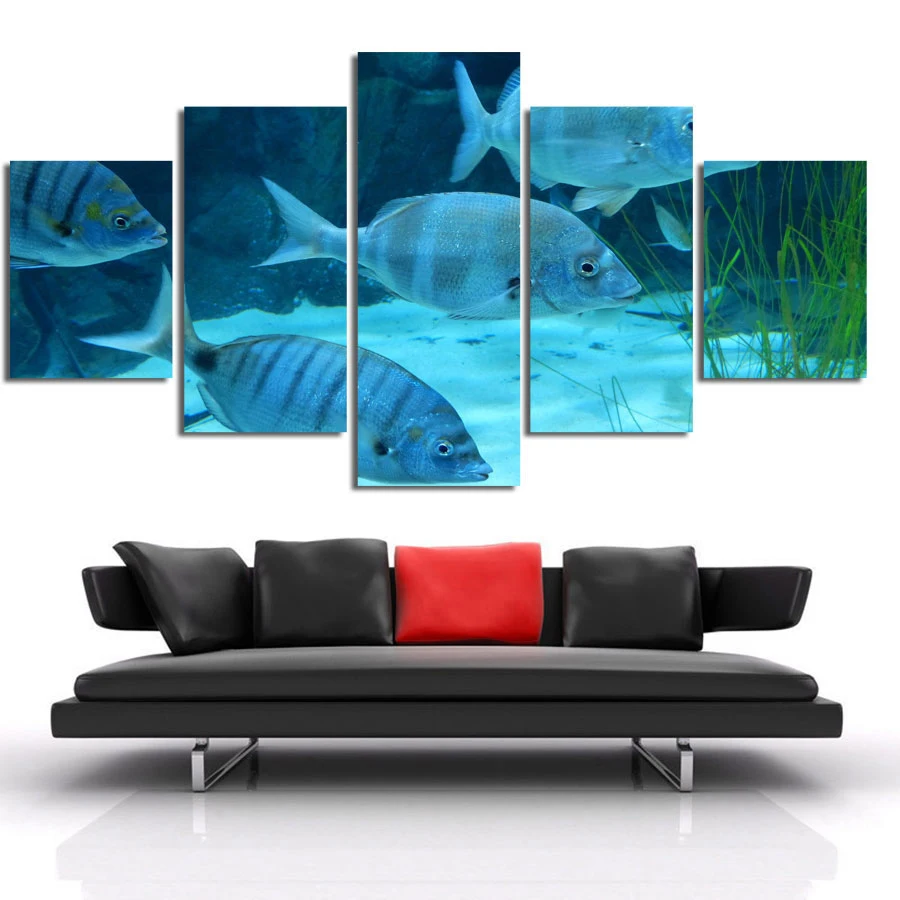 

Wall Art Canvas Painting HD Prints Fish Home Decoration Marine Animals 5 Pieces Framework Modular Cuadros Picture Artwork Poster