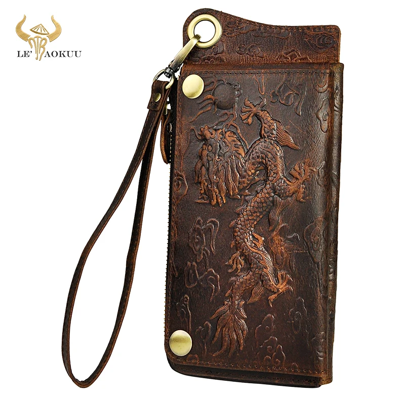 Модный Мужской органайзер кожаный дизайн с животным тиснением Чековая книга