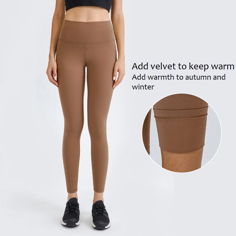 

Autumn New Nylon Plus Velvet Keep Warm Yoga Pants Women Sanded High Waist Hip Lift Gym Clothing Running Sports Fitness Leggings