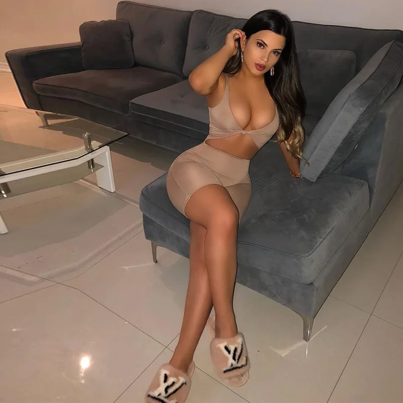 

BIIKPIIK Solid Hollow Out Women Playuits Sportwear Summer Casual All-match Biker Shorts Romper Bodycon Jogging Jumpsuits