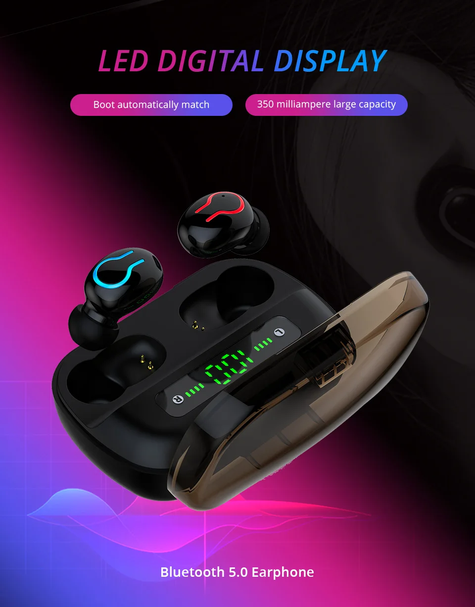 TWS-наушники Q82 с светодиодный фоном и светодиодным дисплеем | Электроника