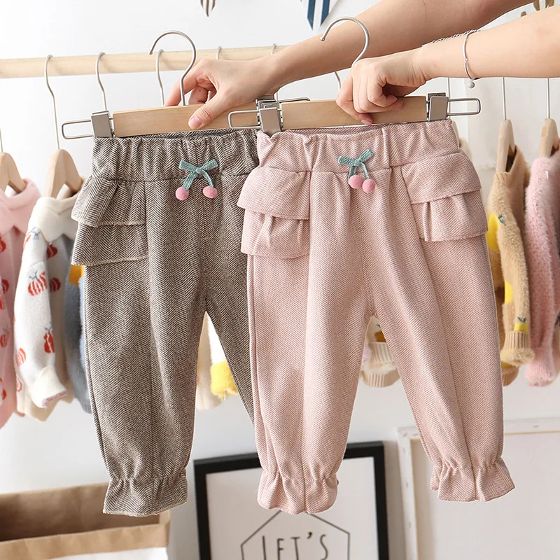 Штаны для маленьких девочек Осенние повседневные детские брюки длинные штаны