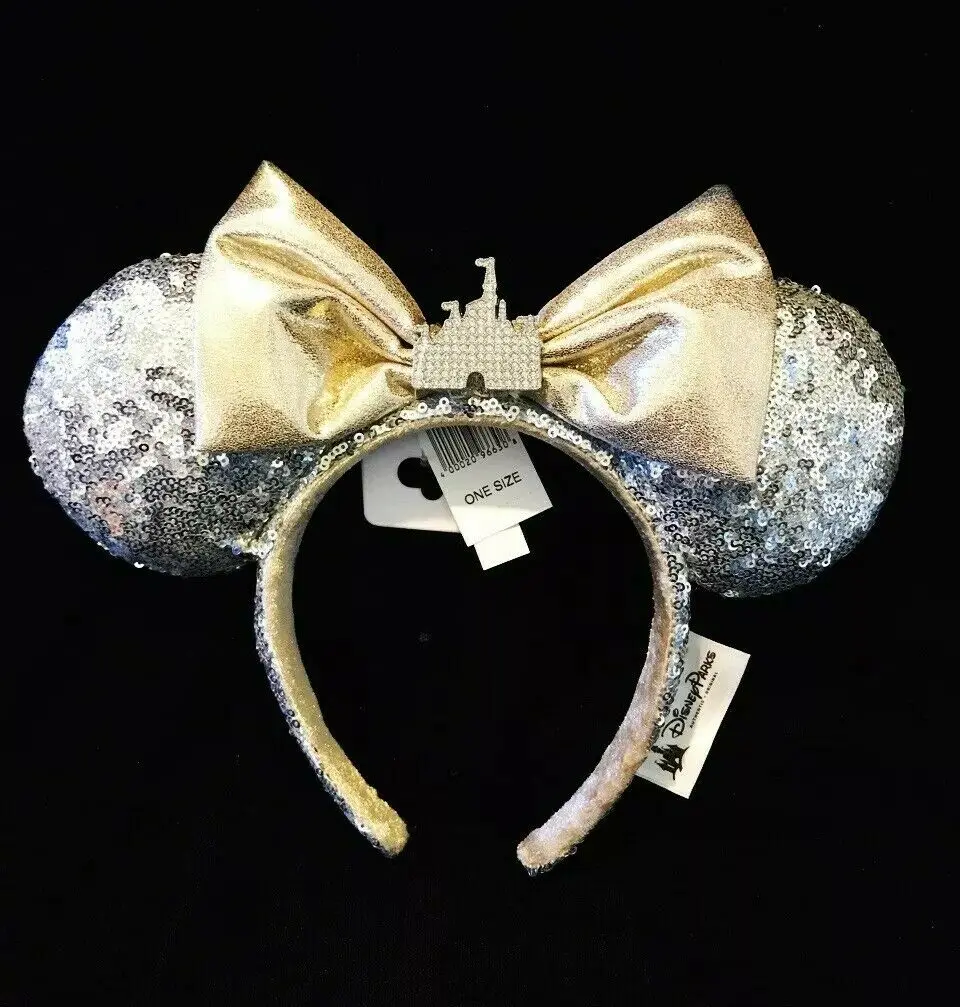 Уши Минни Маус и бантом замок драгоценный камень серебряный ободок для волос