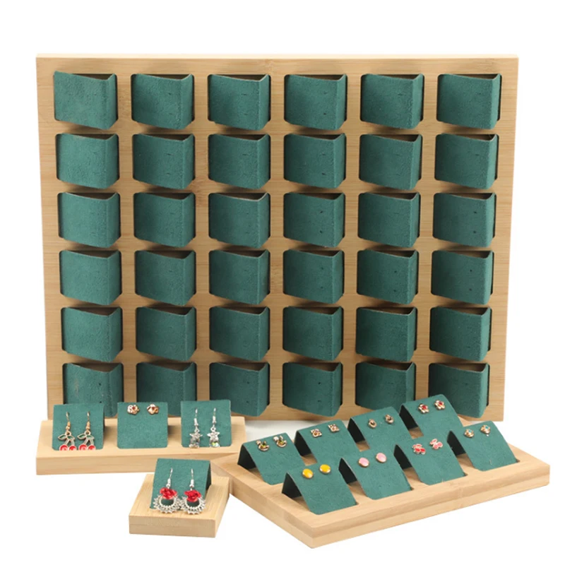 

Wood DIY Storage Jewelry Tray Earring Display Cards Ring Bracelet Gift Box Jewellery Organizer Earring Holder