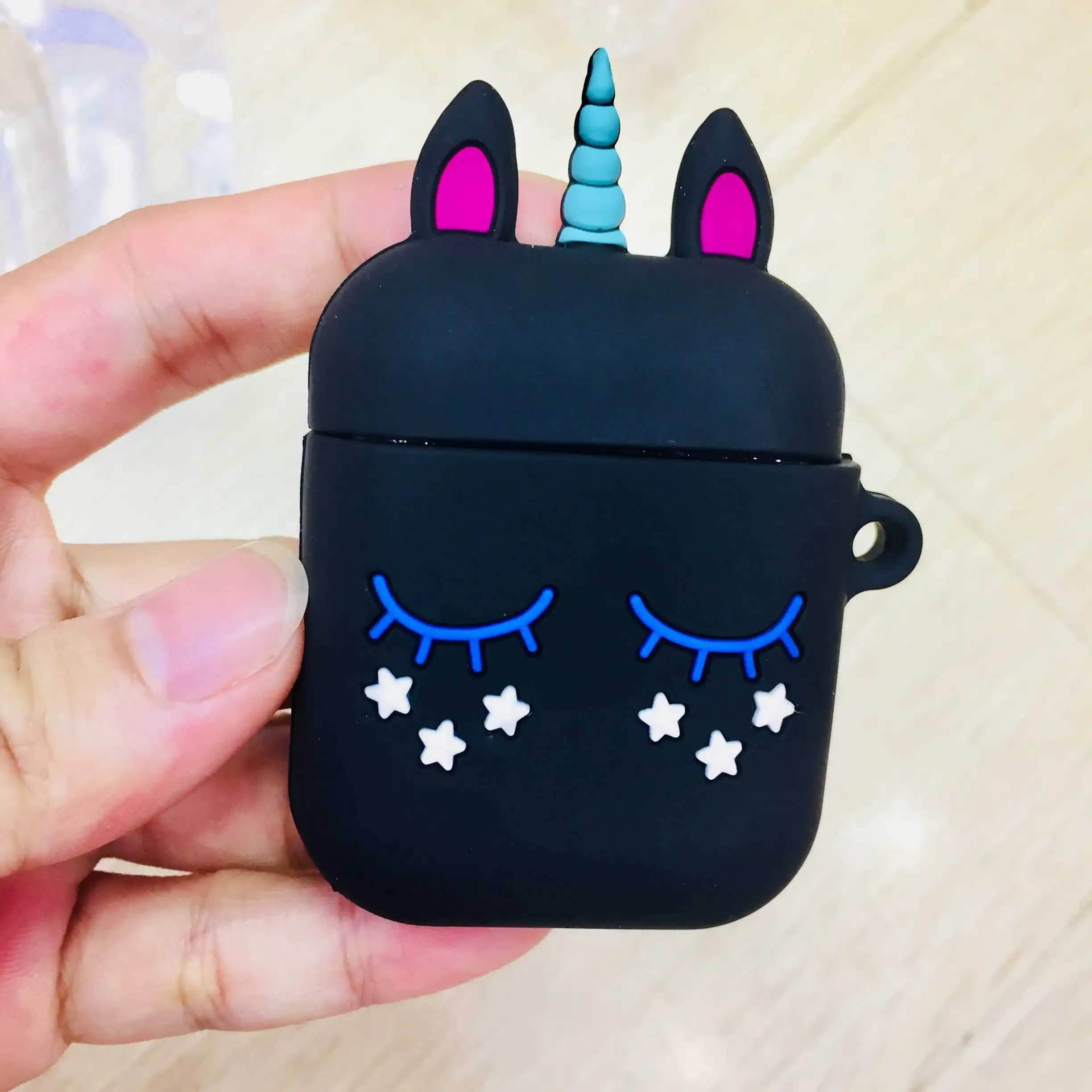 A Чехол для airpods 2 airpods с милым рисунком и кольцом для ключей, аксессуары, защитный силиконовый чехол для air pods, беспроводная Крышка для наушников - Цвет: A