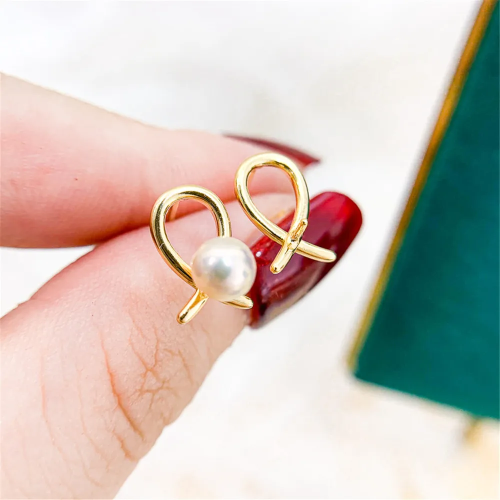 

Pearl Earring Settings Charm Jewelry Findings S925 Sterling Silver Component DIY Women Gift Handmade Making Accessories 2021 New