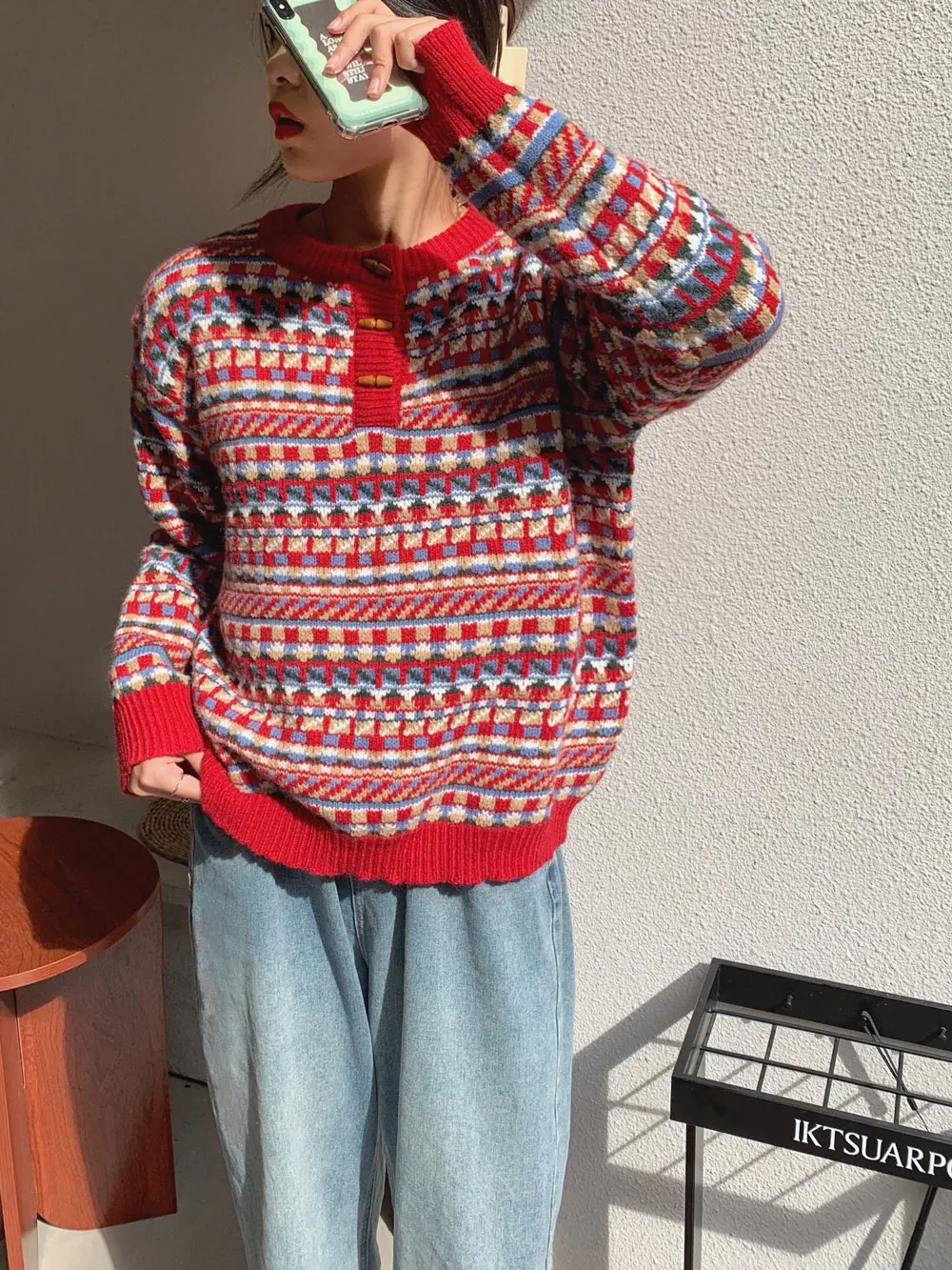 

Женский вязаный пуловер на пуговицах, повседневный свободный свитер с длинным рукавом, в винтажном стиле, весна-осень 2021