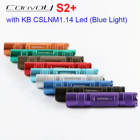 Светодиодный фонарик Convoy S2 Plus с KB CSLNM1.14, синий свет, фонарик 18650, фонасветильник, тактический фонарь, портативная лампа, мини-фонарик