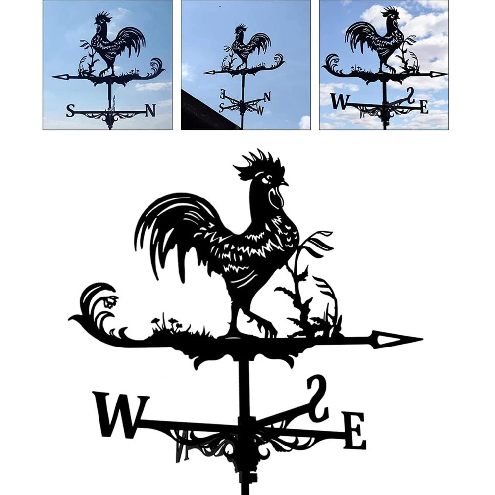 

Stainless Steel Weather Vane Yard Decoration Durable Black Easy To Assemble Chicken European Gardening Metal Crafts