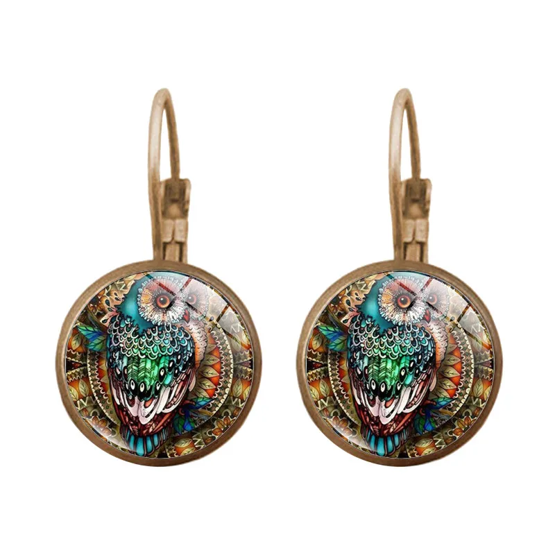 Модные серьги Совы из серебристого и золотого стекла 18 мм 2 шт./1