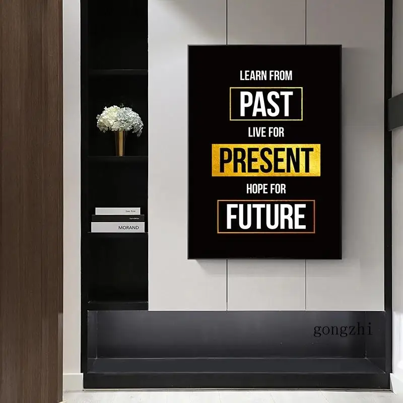 

Golden Black Motivational Quotes Poster Canvas Painting Minimalist Posters and Prints Wall Art Pictures Living Room Home Decor