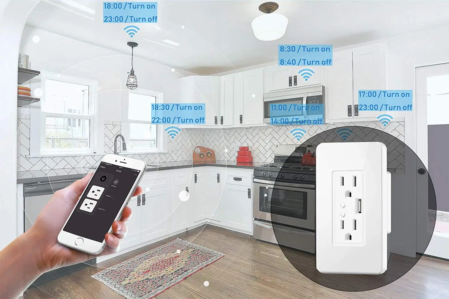 Smart WiFi настенные розетки США электрическое штепсельное гнездо с USB зарядным устройством 15A независимый переключатель дистанционного управления Alexa Google Home