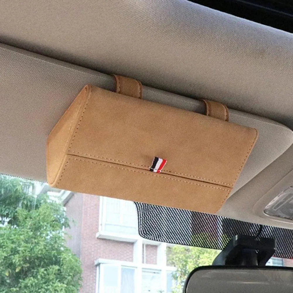 

Car Glasses Case Suede Storage Box Universal Sun Visor Sunglasses Protection Frame Glasses Holder Interior Accessories For BMW