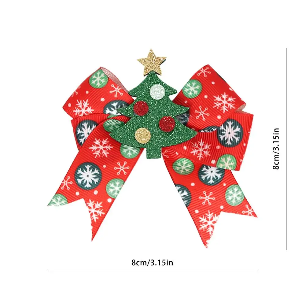 Pinzas para el pelo con lazos navide&ntilde;os para ni&ntilde;a, horquilla de colores rojo Santa, alce brillante, regalos para Festival de ni&ntilde;os-5