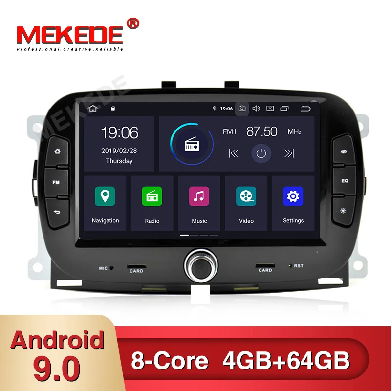 Android 9,0 4+ 64G Автомобильный CD dvd-плеер для FIAT 500-+ gps навигация 1024X600 Двухканальное радио мультимедиа 7 дюймов головное устройство
