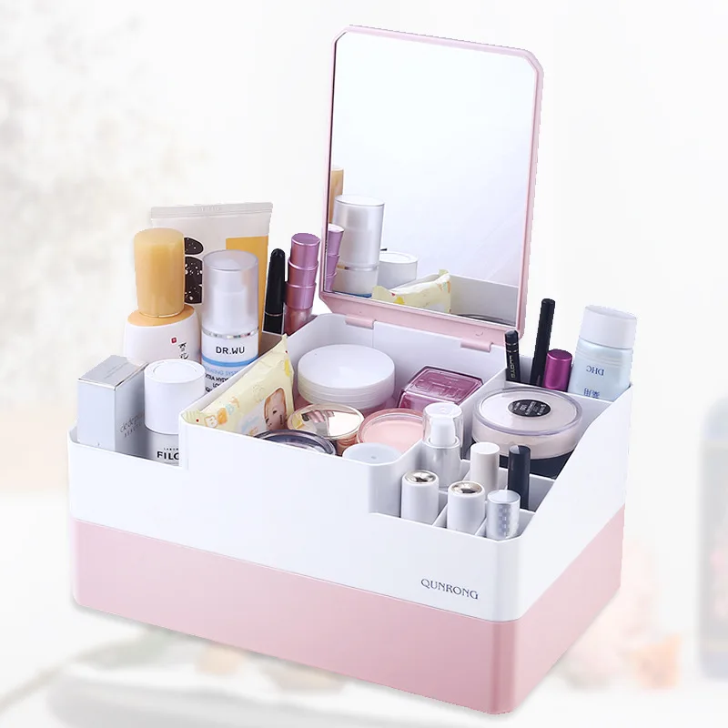 Новый Настольный ящик для хранения косметики с зеркалом туалетный столик маска