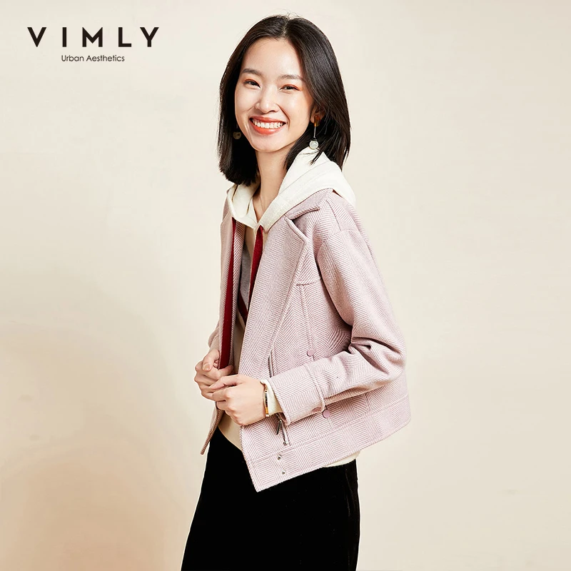 Зимняя женская шерстяная короткая куртка Vimly 2020 элегантная офисная Дамская