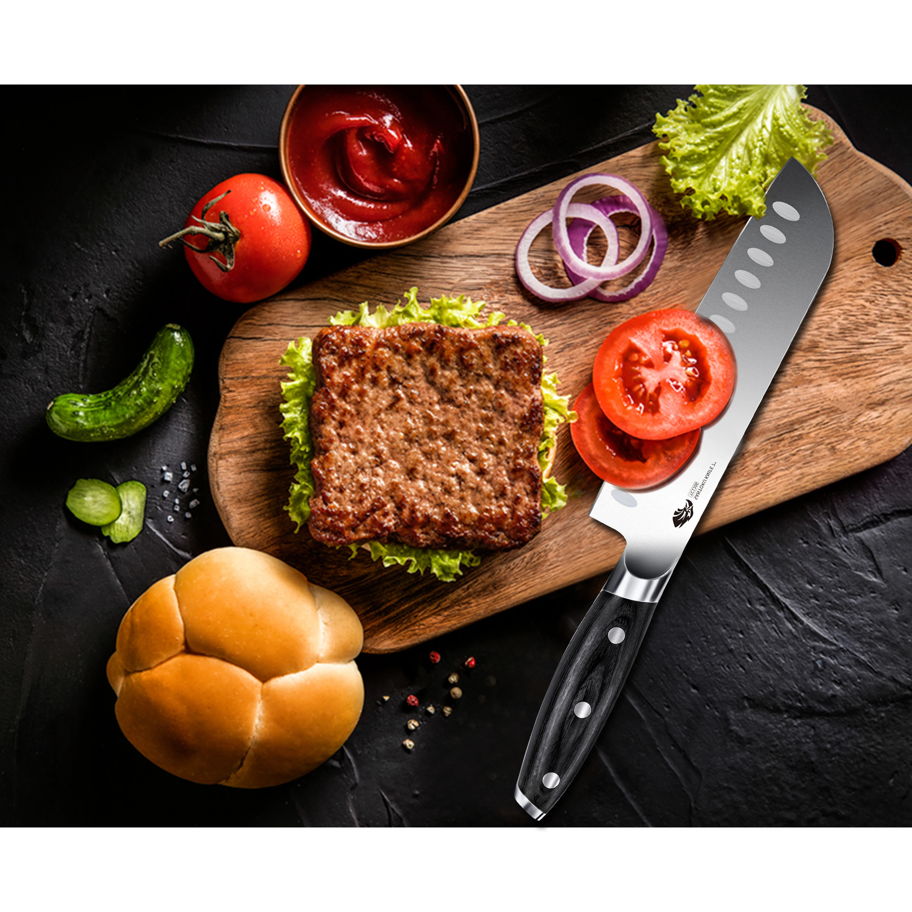 Нож TUO Santoku Профессиональный кухонный нож шеф-повара 7 дюймов из немецкой