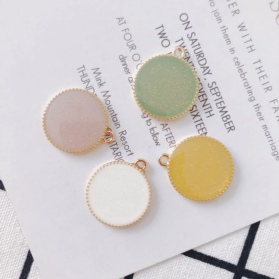 

New 20pcs 24*21mm Gold Tone Plated Glitter Acrylic Round Jewelry DIY Charms Ornament Accessories Earring Necklace Pendants