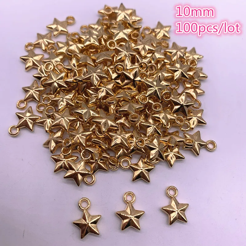 

New 10-100pcs Star/ Heart Charm Pendant CCB Beads End Caps Beads Gold Color Spacer Beads for Jewelry Making DIY