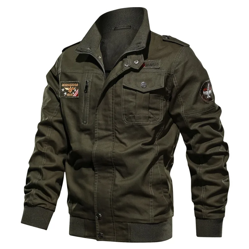 

Pop Spring Jacket Men Air Force Pilot Army Military Tactical Bomber Jackets Men Casual Zipper Flight Cotton Cargo Jaqueta Coat