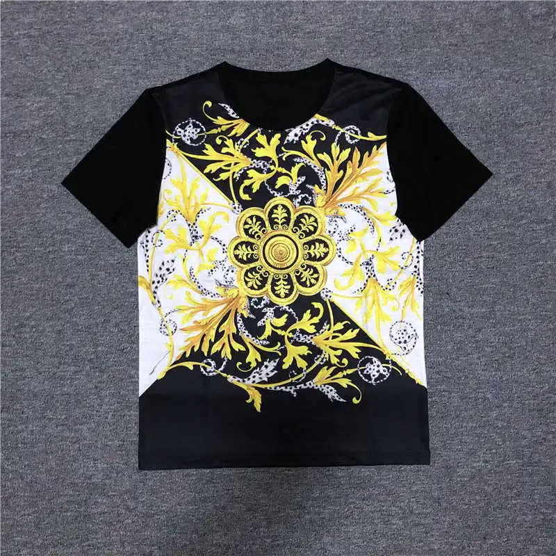 

2021 Chic Summer women/men's casual retro print T-shirts High quality Men casual floral print Tee Tops B751