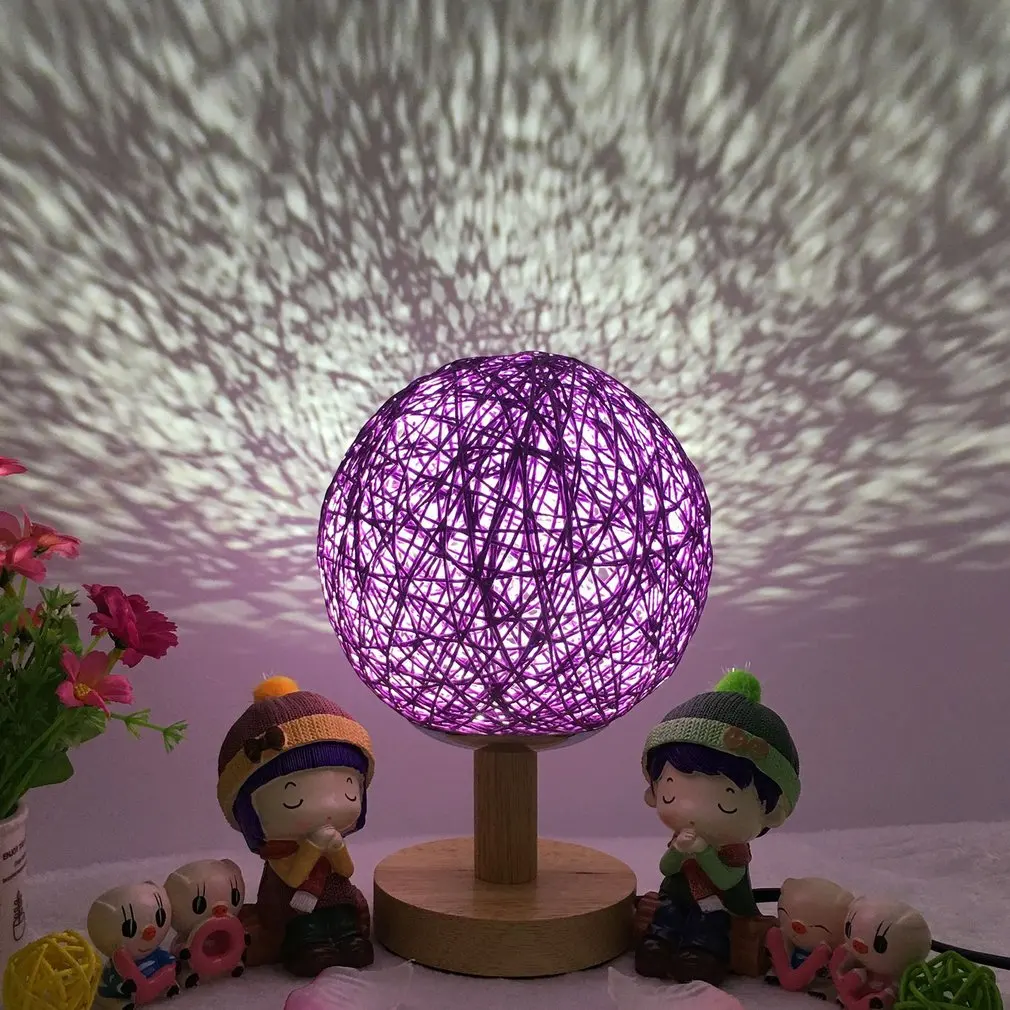 ICOCO USB Романтический ротанговый шар проектор с регулируемой яркостью ночник