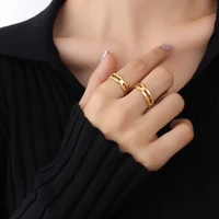 yaonuan hip hop opening adjustable titanium steel gold plated ring for women unique finger jewelry accessories party new arrival