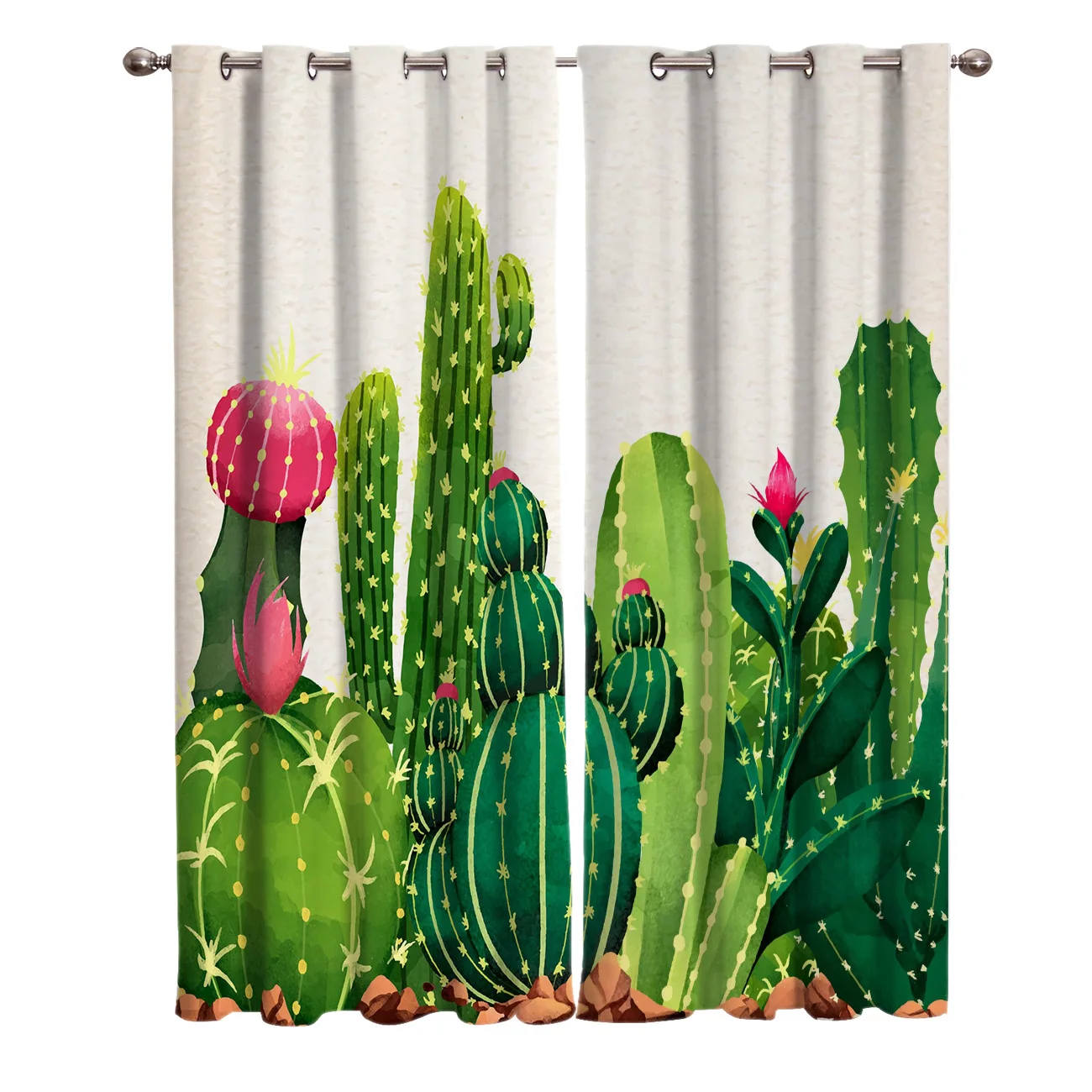 

Cactus Green Plant Curtains For Kids Living Room Kitchen Curtain Home Bedroom Drapes Window Treatment