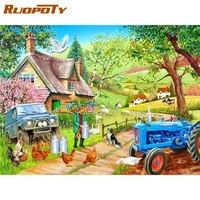 ruopoty framed paints by numbers for kids diy gift countryside house flower scenery painting kits for home living room art pictu