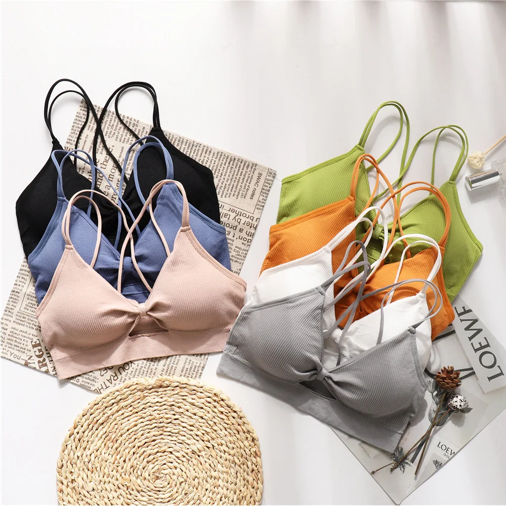 Women Bra Sexy Bralette Cross Back Lingerie Wireless Seamless Underwear Push Up Bras For | Женская одежда