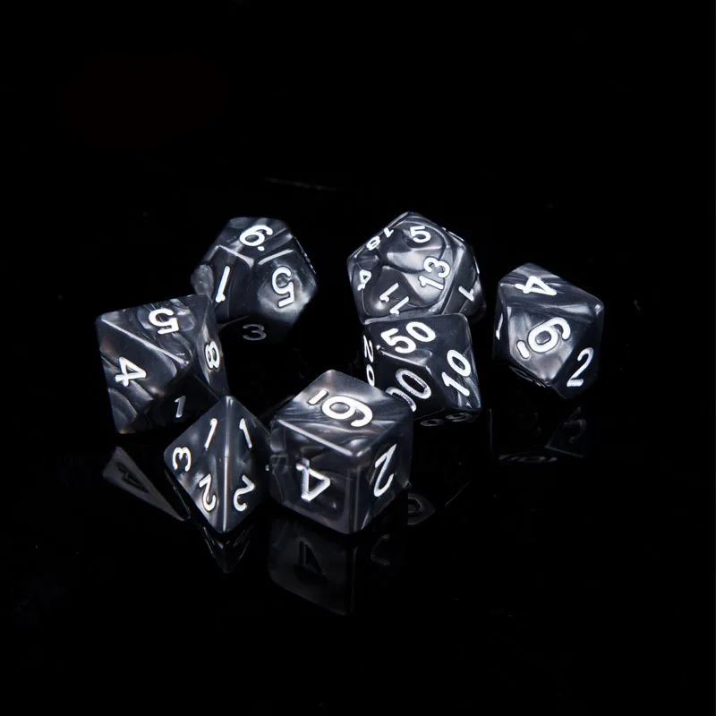 09 - black 7 шт./компл. многогранные DnD смешанные Цвет кости для ролевой игры «Подземелья и Драконы настольные игры D4, D6, D8, D10, D%, D12, D20 - Цвет: 09 - black