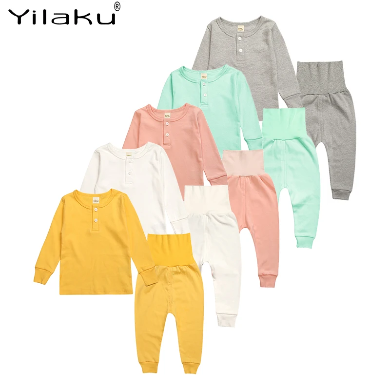 

Пижама Yilaku для мальчиков и девочек, осенняя, со штанами с высокой талией, YY086, футболка с длинным рукавом