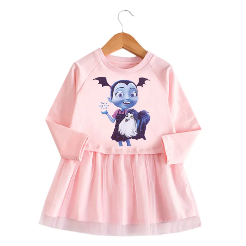Осенняя кружевная детская одежда vampirina детские платья принцессы для девочек